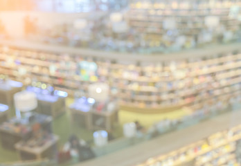 Abstract blurred library or book shop interior background