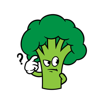 Cartoon Confused Broccoli Character