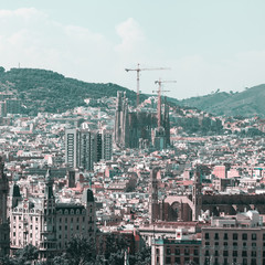 Naklejka premium Panoramic view of the city of Barcelona. Aerial view