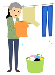 シニア男性　洗濯