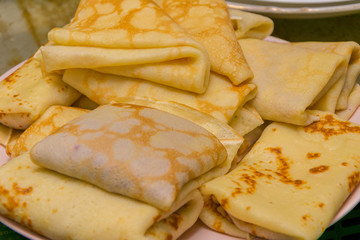 Homemade pancakes with a filling