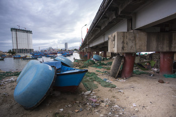 old boats, fishermen's boats in Vietnam