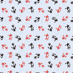 赤と黒の金魚模様　スタンプイラスト　夏イメージ