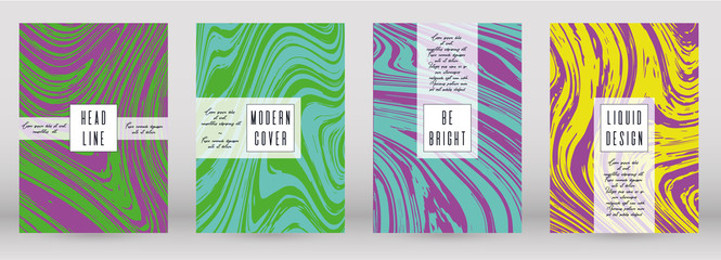 Naklejka premium Modern Marble Cover Design for your Business with Abstract Lines. Futuristic Poster, Flyer, Layout with Liquid Pattern for Branding, Identity, Annual Report. Vector minimalistic brochure. Luxury.