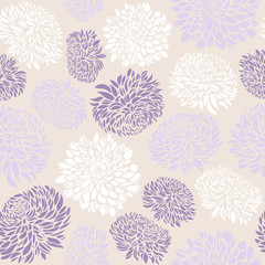 Seamless pattern with chrysanthemum flowers. Vector illustration.