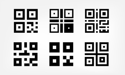 Set of digital qr code icons. Scanning price and information labels collection