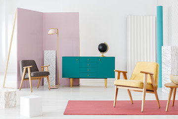 Spacious pastel flat interior