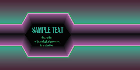 techno card with text in green pink tones