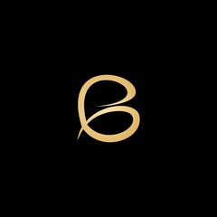 Luxury letter b logo template in gold color. Modern trendy initial luxury b letter logo design, luxury letter b beauty woman hair style icon design