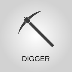 Digger icon. Digger symbol. Flat design. Stock - Vector illustration