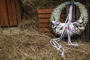 wedding bouquet, wedding wreath, wedding decoration.