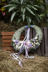 wedding bouquet, wedding wreath, wedding decoration.
