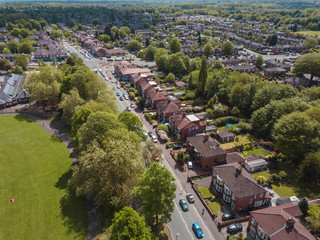 Aerial Houses Residential British England Drone Above View Summer Blue Sky Estate Agent