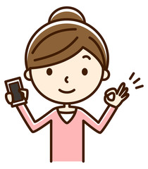 女性　スマートフォン