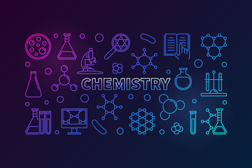 Chemistry vector colored education outline illustration