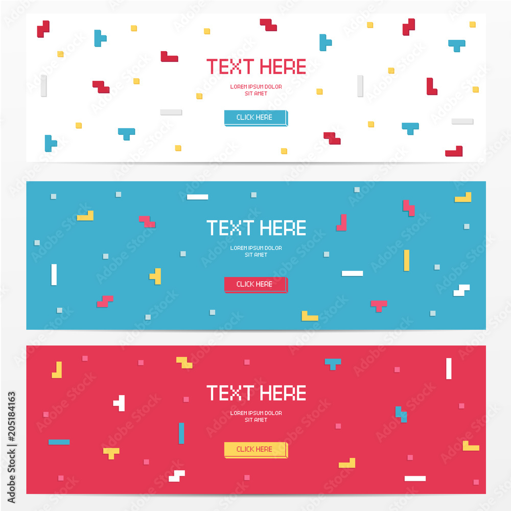 Fototapete vector cyber tetris figure abstract background design.