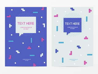 Vector cyber Tetris figure abstract background design.