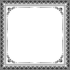 Classic square frame with arabesques and orient elements. Abstract ornament with place for text. Vintage pattern