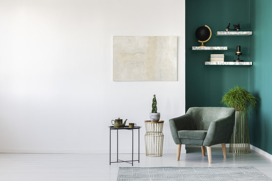 White and green interior