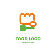 Modern minimalistic vector logo of food. Vector illustration. Food Logo, Restaurant logo, food and cooking logo.