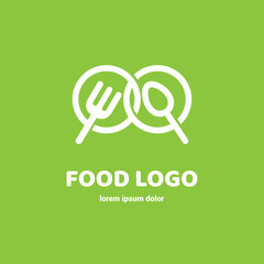 Modern minimalistic vector logo of food. Vector illustration. Food Logo, Restaurant logo, food and cooking logo.