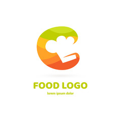 Modern minimalistic vector logo of food. Vector illustration. Food Logo, Restaurant logo, food and cooking logo.
