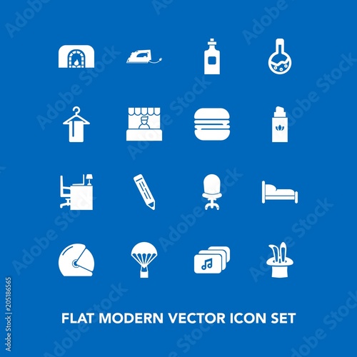 Modern Simple Vector Icon Set On Blue Background With Jump