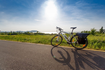 Fototapeta na wymiar Balaton lake, Hungary. Touring bicycle