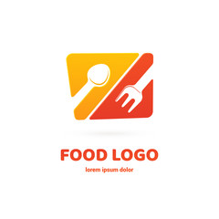 Modern minimalistic vector logo of food. Vector illustration. Food Logo, Restaurant logo, food and cooking logo.