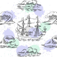 Nautical background with sailing vessels