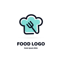 Modern minimalistic vector logo of food. Vector illustration. Food Logo, Restaurant logo, food and cooking logo.
