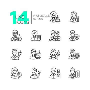 Professions - set of line design style icons