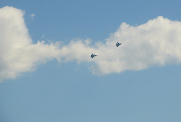 jet planes show aerobatics at the air show