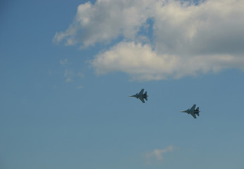 jet planes show aerobatics at the air show