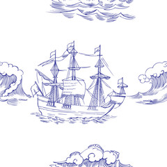 Nautical background with sailing vessels