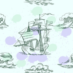 Nautical background with sailing vessels