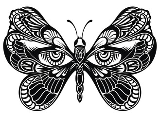 Butterfly wings with human eyes.Tattoo art