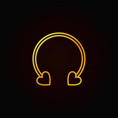 Heart circular barbell earring golden icon - vector sign