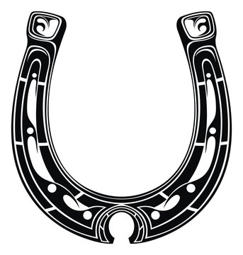 Naklejki Horseshoe symbol or label. Good luck