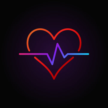 Heart pulse vector colored outline icon or design element