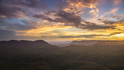 the Blue Mountains Australia at sunset