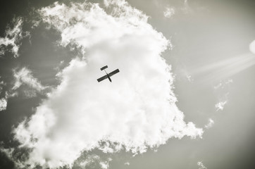 Airplane in the clouds