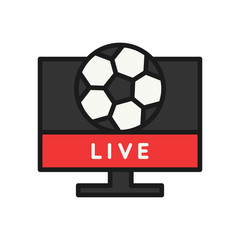 football match TV live stream icon. simple illustration outline style sport symbol.