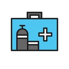 football healthcare box icon. medical team support. simple illustration outline style sport symbol.