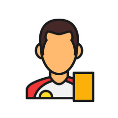 football player with foul card. simple illustration outline style sport symbol.