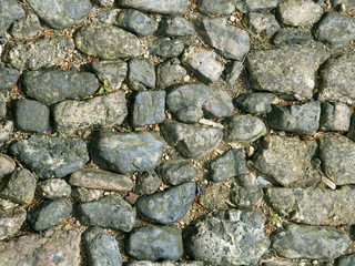 Traditional cobble paving surface full frame texture background