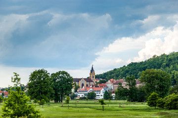 Fototapeta na wymiar Church in Hluboka nad Vltavou, Czech Republic.