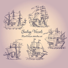 Nautical background with sailing vessels