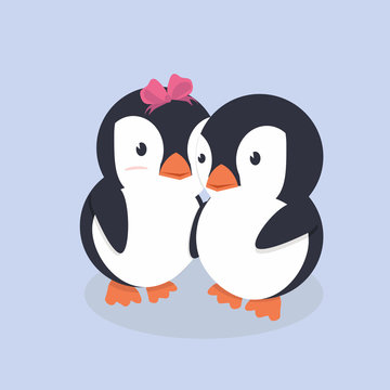 A Cute Happy Penguins Couple