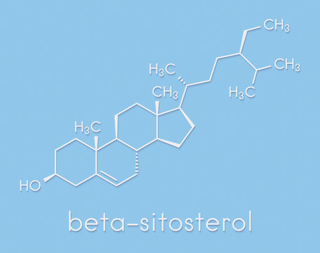 Beta-sitosterol phytosterol molecule. Investigated in treatment of benign prostate hyperplasia (BPH) and high cholesterol levels. Skeletal formula.